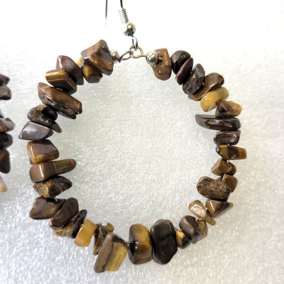 Tigereye Chip Dangle Earrings - Picture 4 of 10